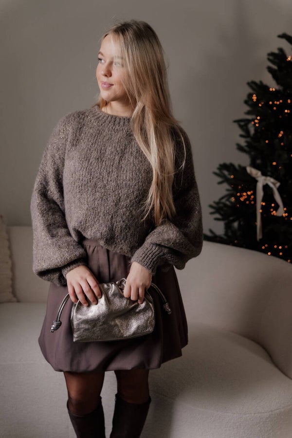 La Flor musthave trui glitters - taupe