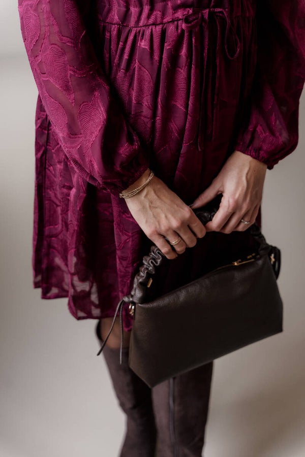 La Flor leren tas donkerbruin