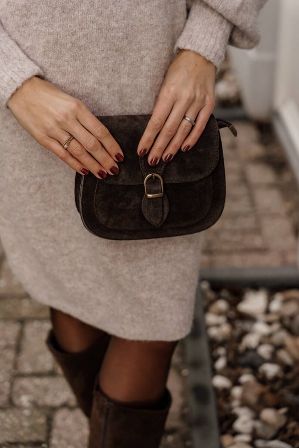 La Flor Tas Sola Suede - Donkerbruin