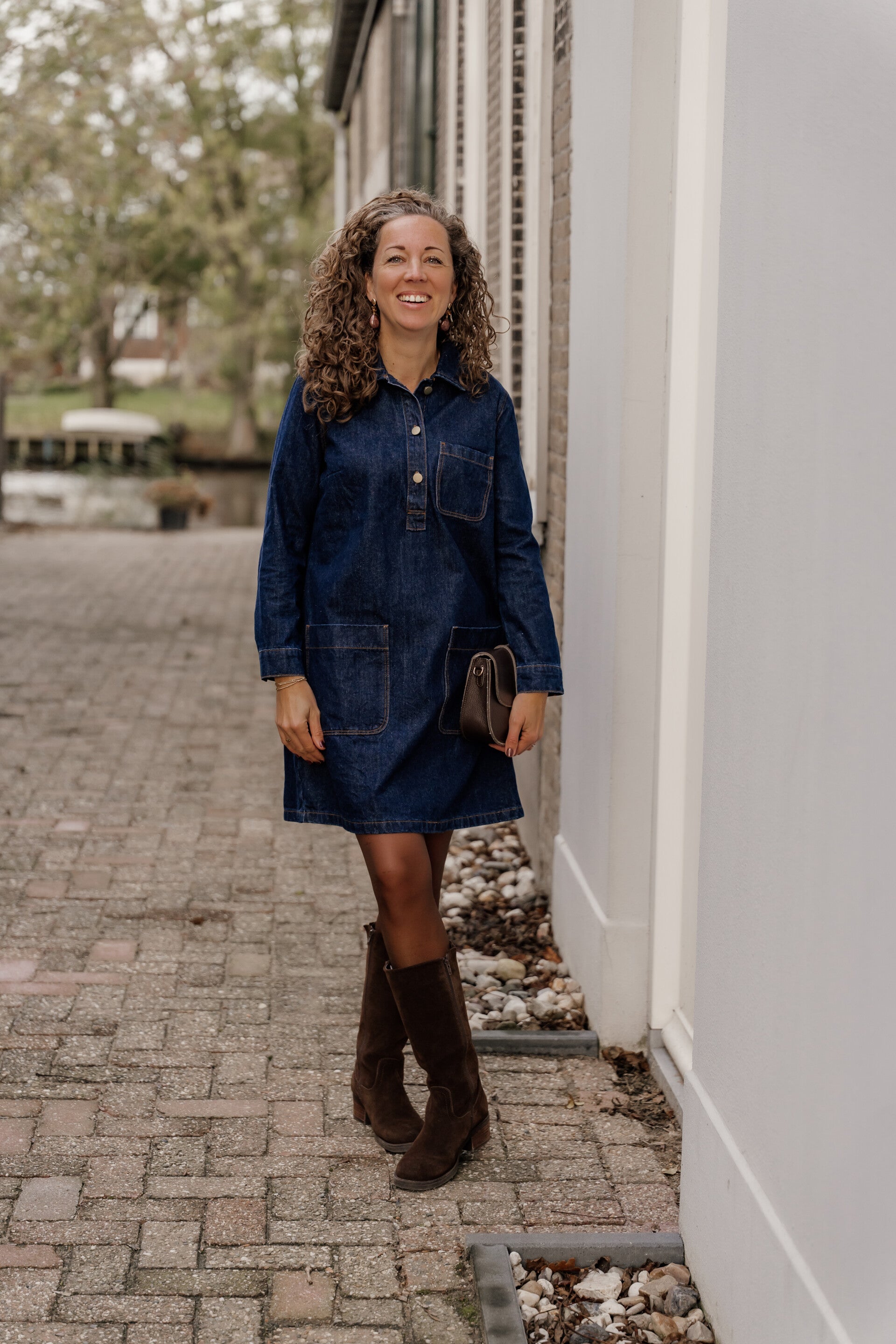 La Flor jurk denim donkerblauw