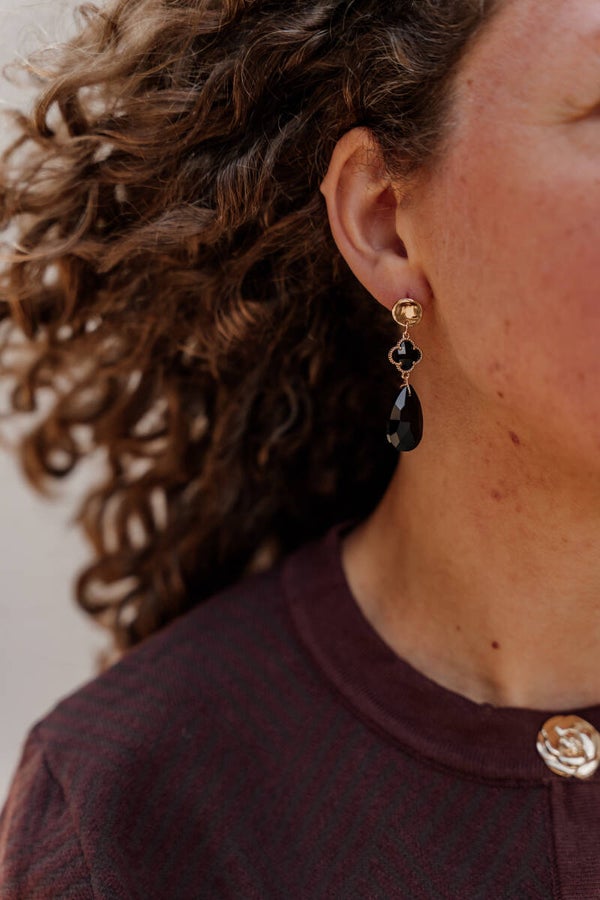 La Flor oorbellen hangers - zwart