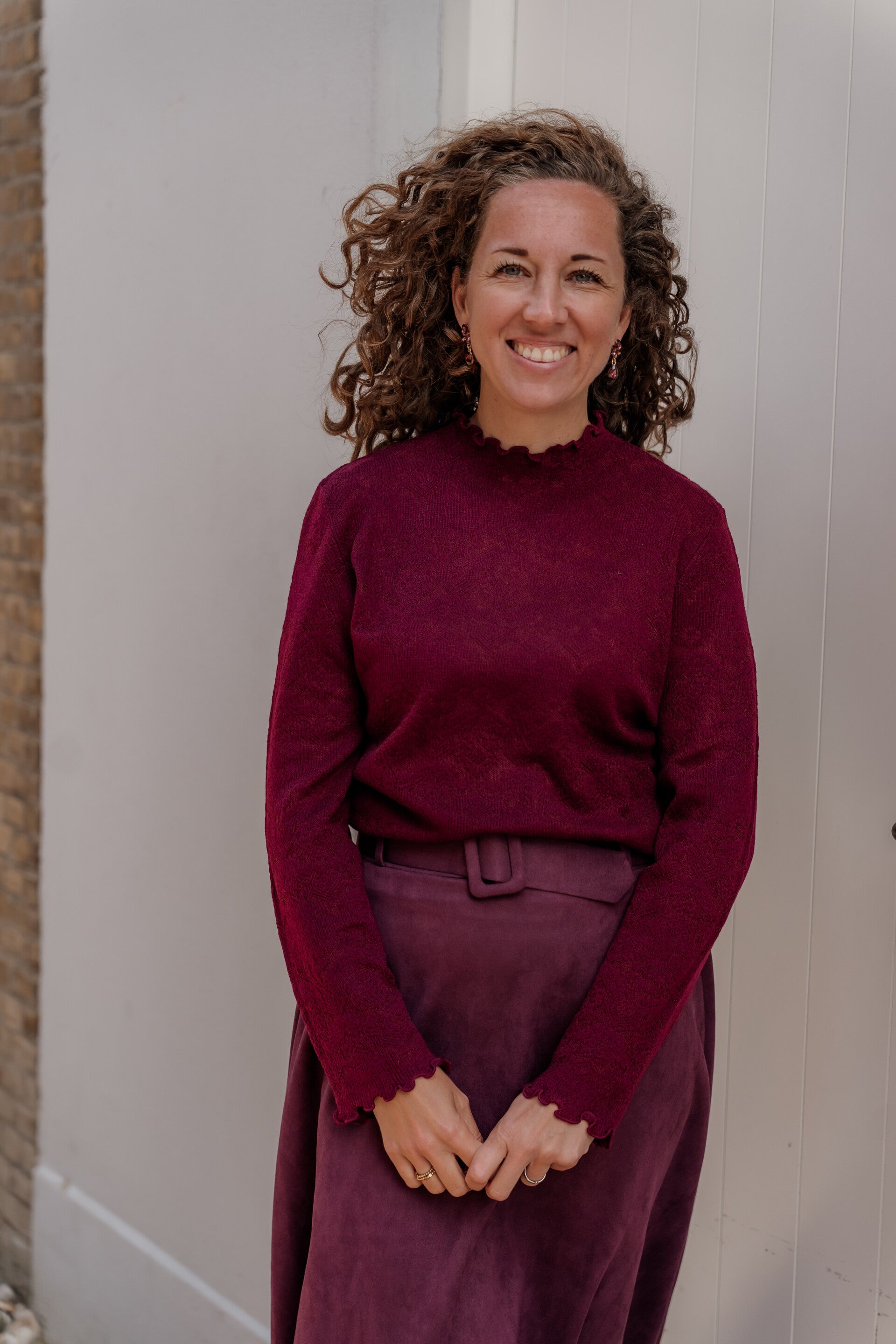 La Flor top patroon bordeaux