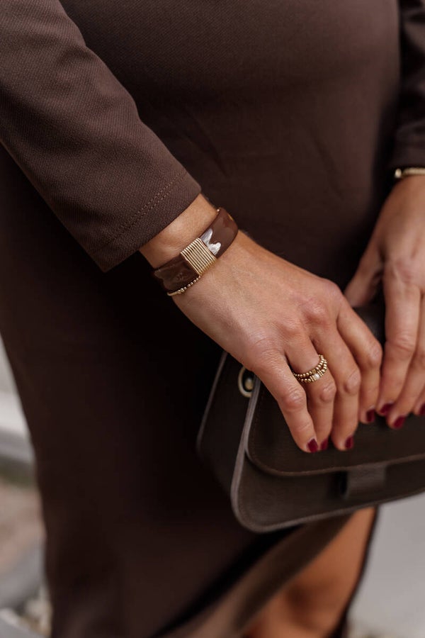 La Flor statement armband bruin-goud