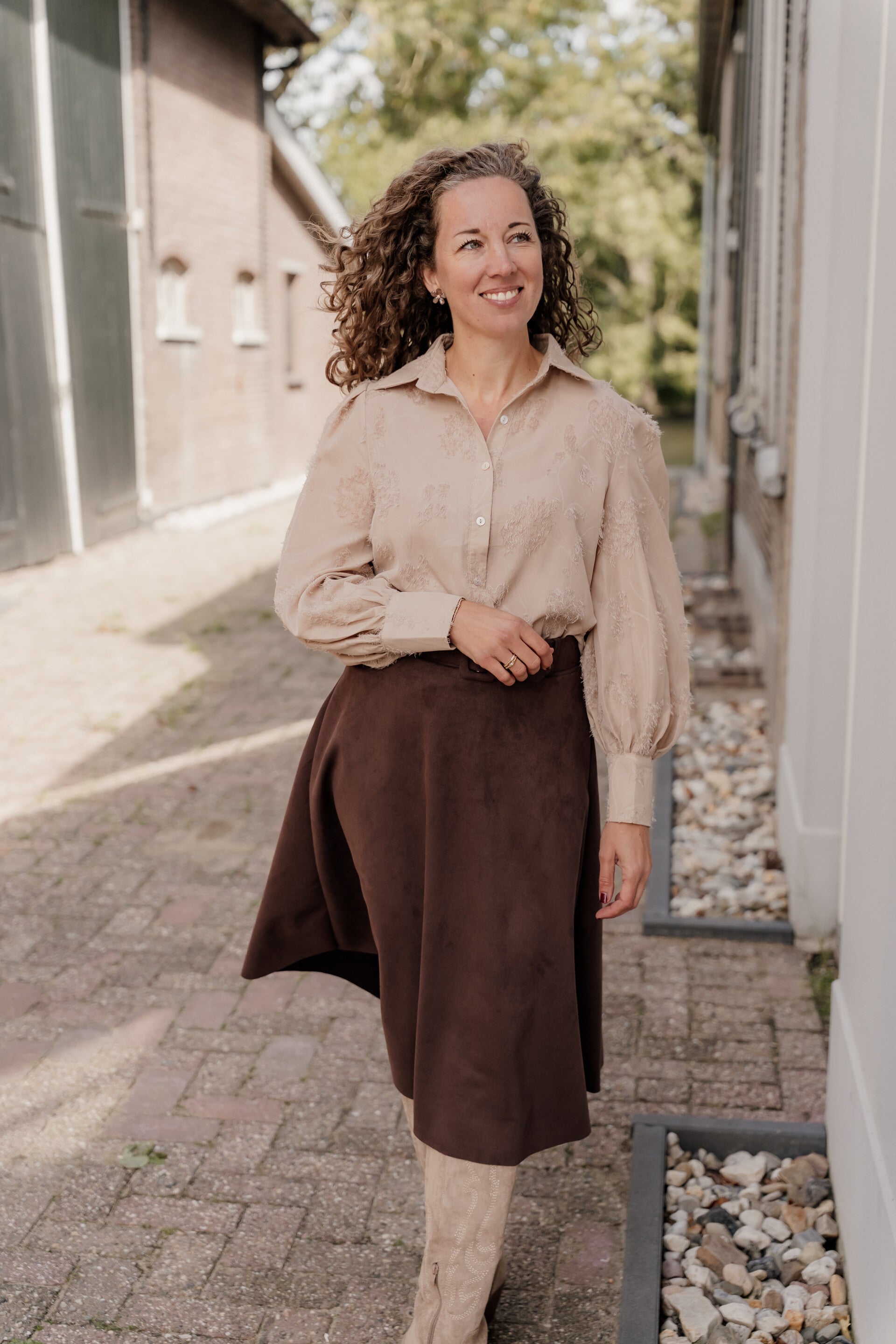 La Flor blouse zacht khaki