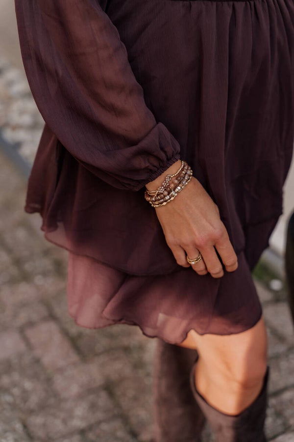 La Flor armbanden set - lichtbruin/goud