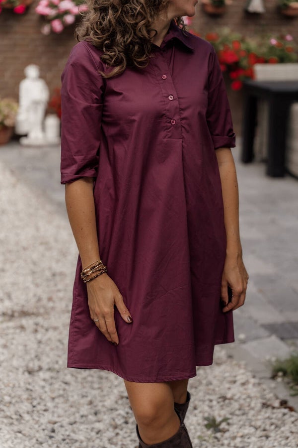 La Flor blouse jurk bordeaux