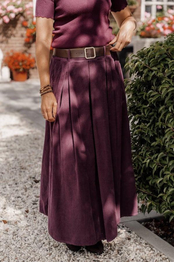 La Flor corduroy midi rok - prume
