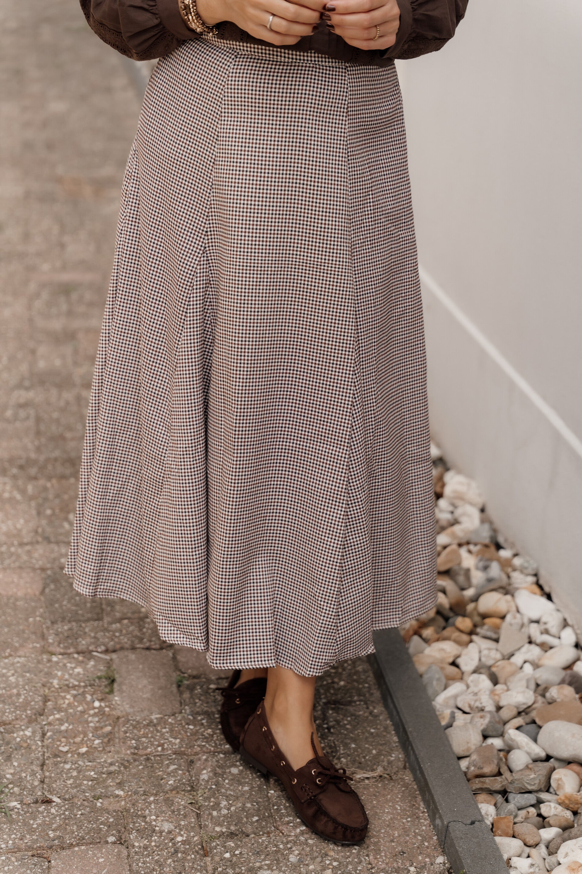 La Flor a-lijn rok ruit print
