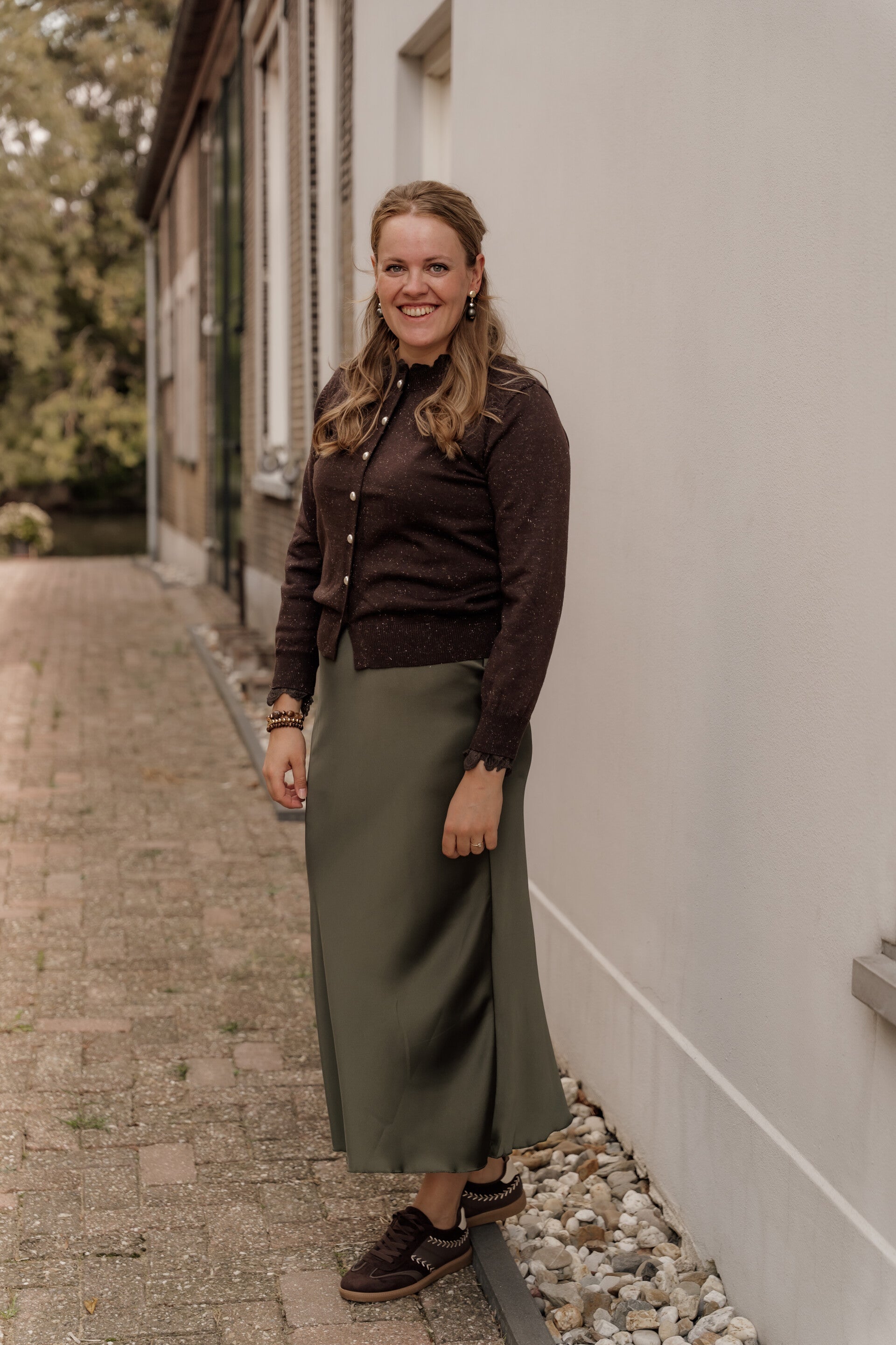 La Flor satijnen rok groen