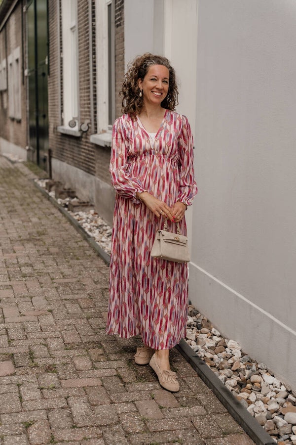 La Flor jurk preggy proof print roze