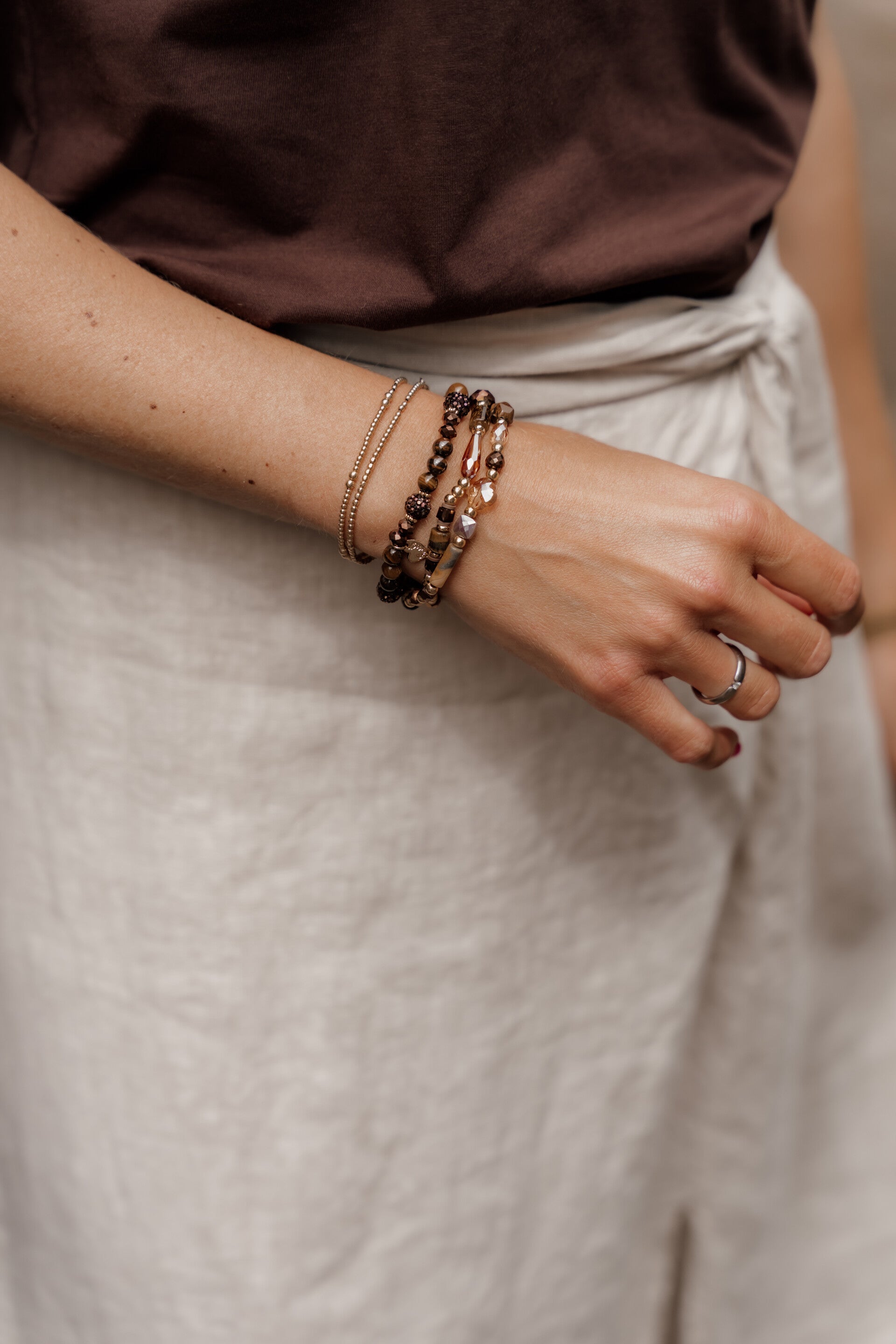 La Flor set armbanden bruin