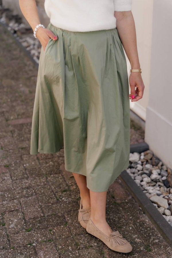 La Flor katoenen midi rok - groen