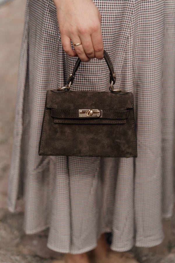 La Flor leren handtas Grace suede bruin