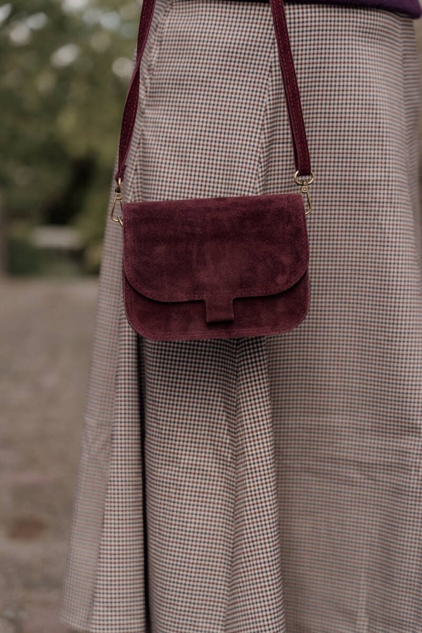 La Flor Tas Flora Suede - Bordeaux