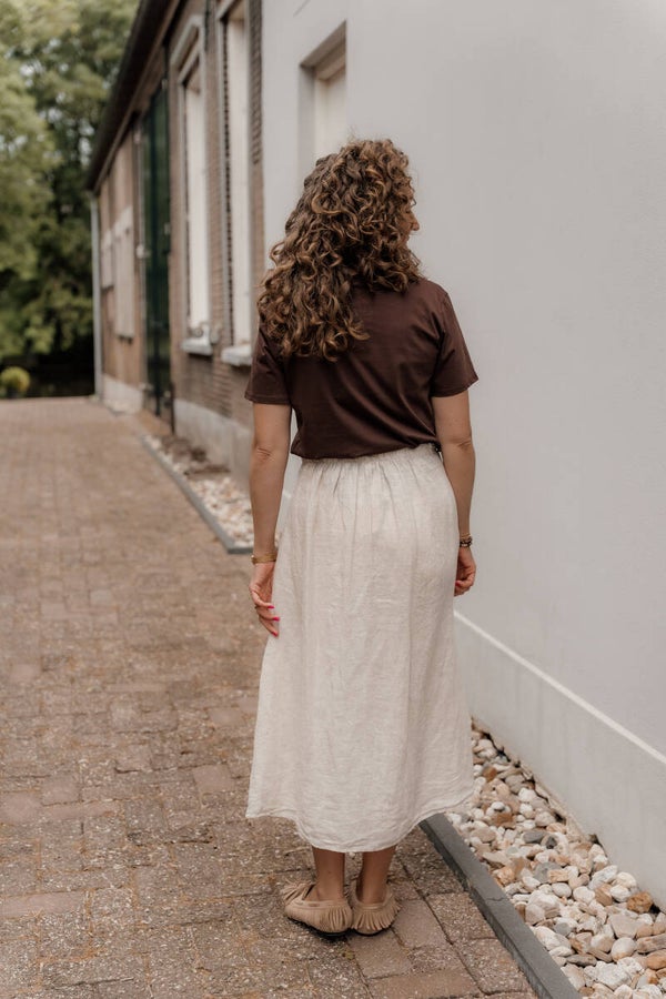 La Flor linnen rok beige