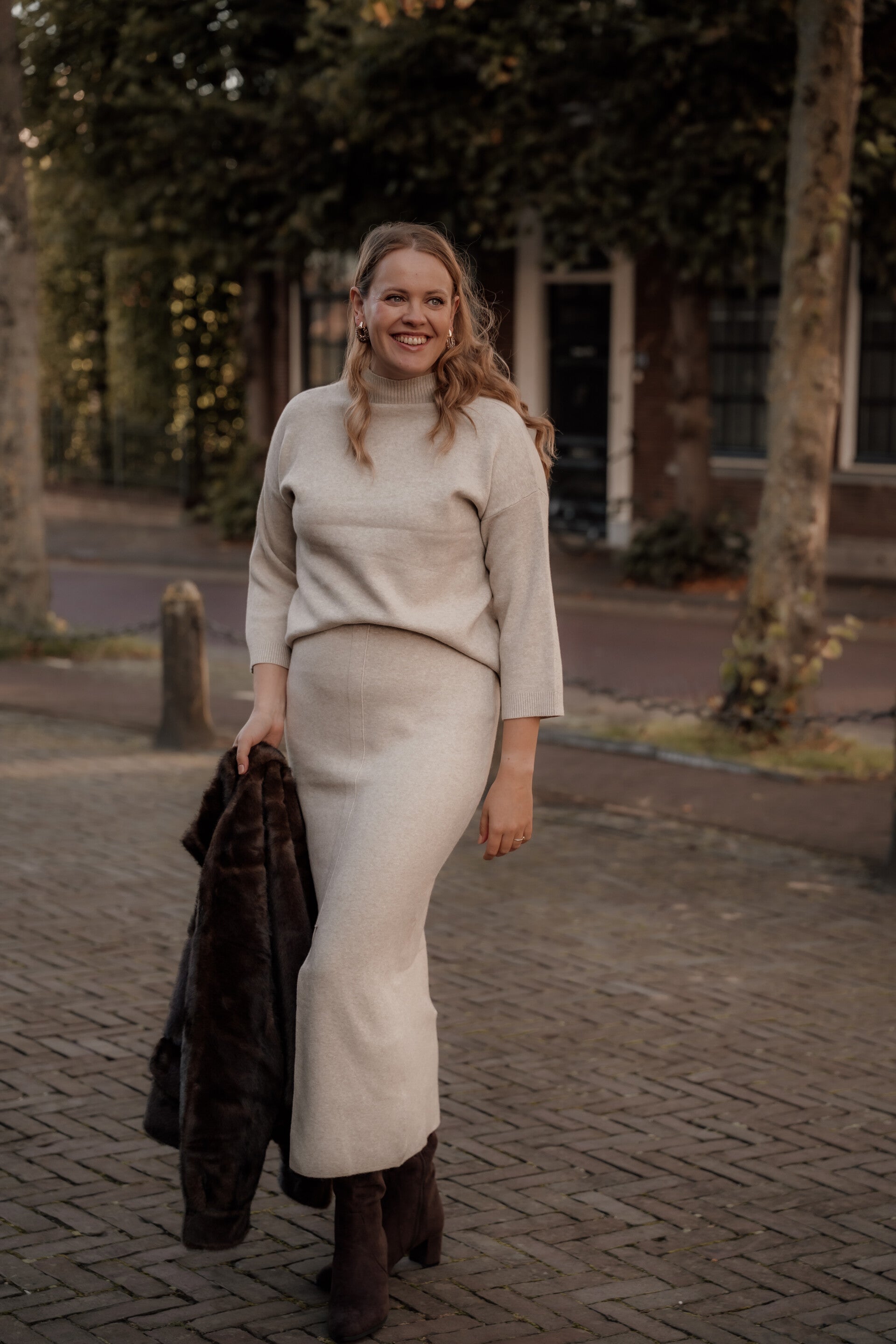 La Flor tweedelig set beige