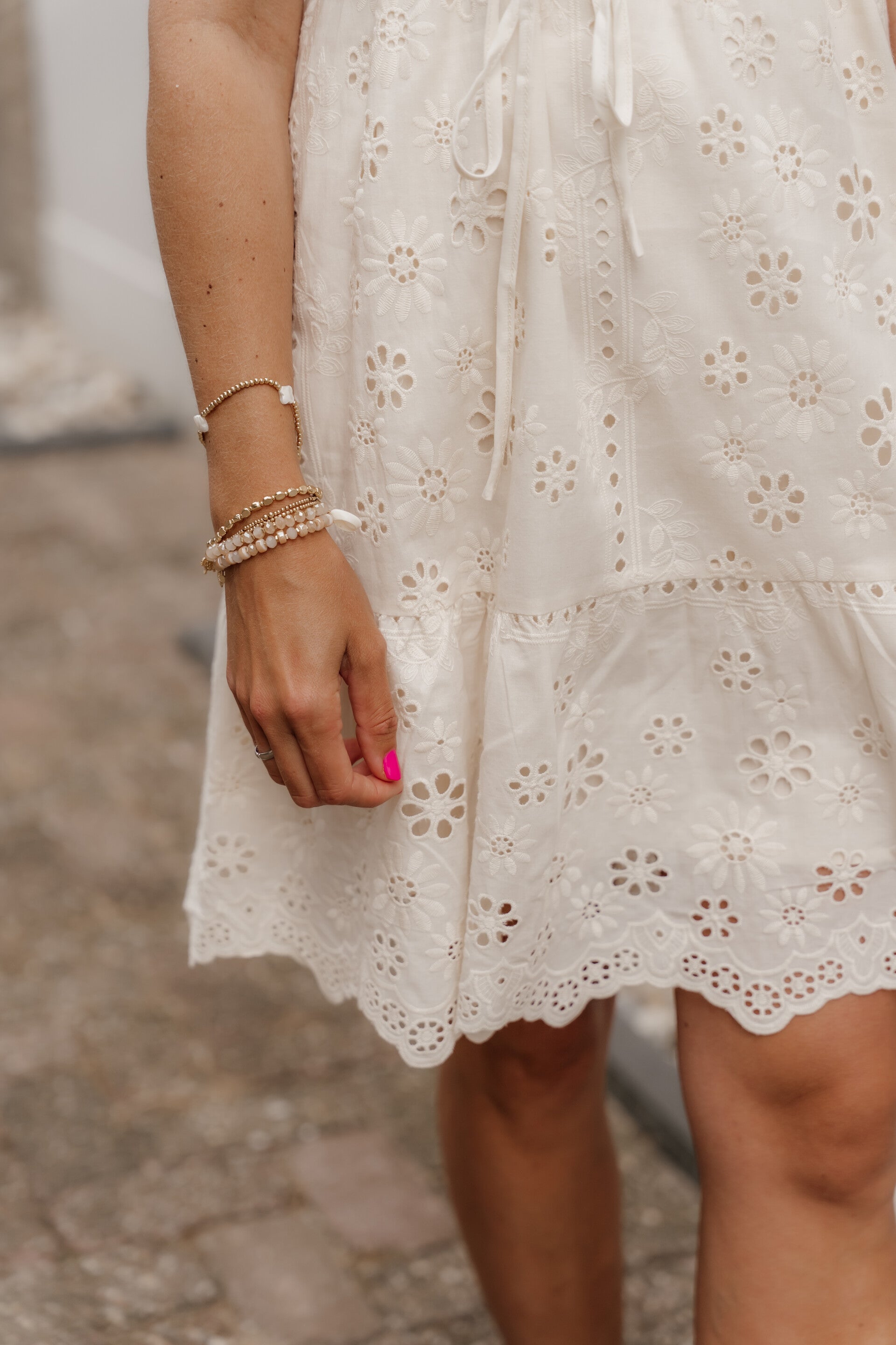 La Flor set armbandjes schelp beige