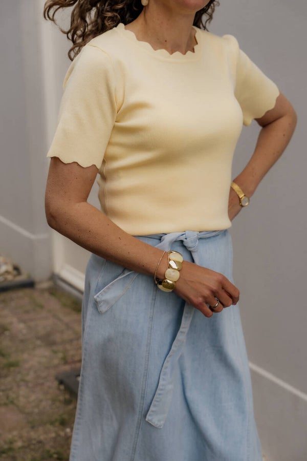 La Flor top schulprand korte mouw - butteryellow