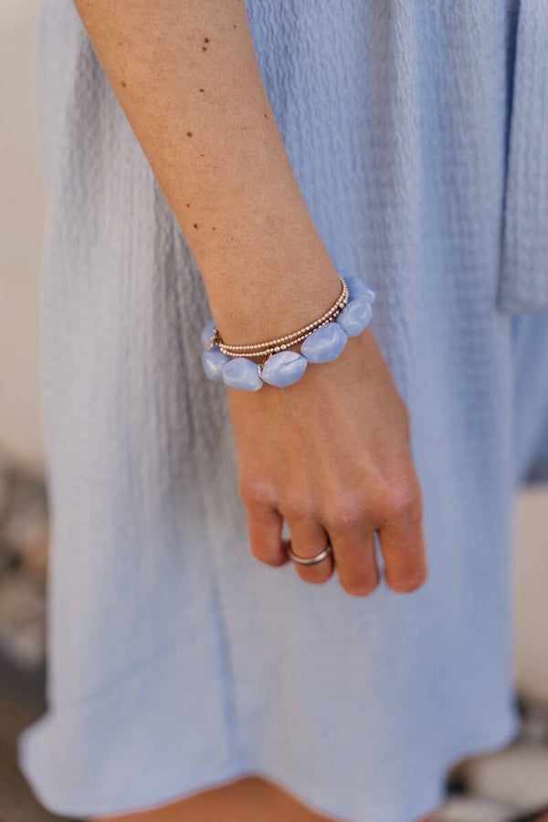 La Flor kralenarmband midi kralen - lichtblauw