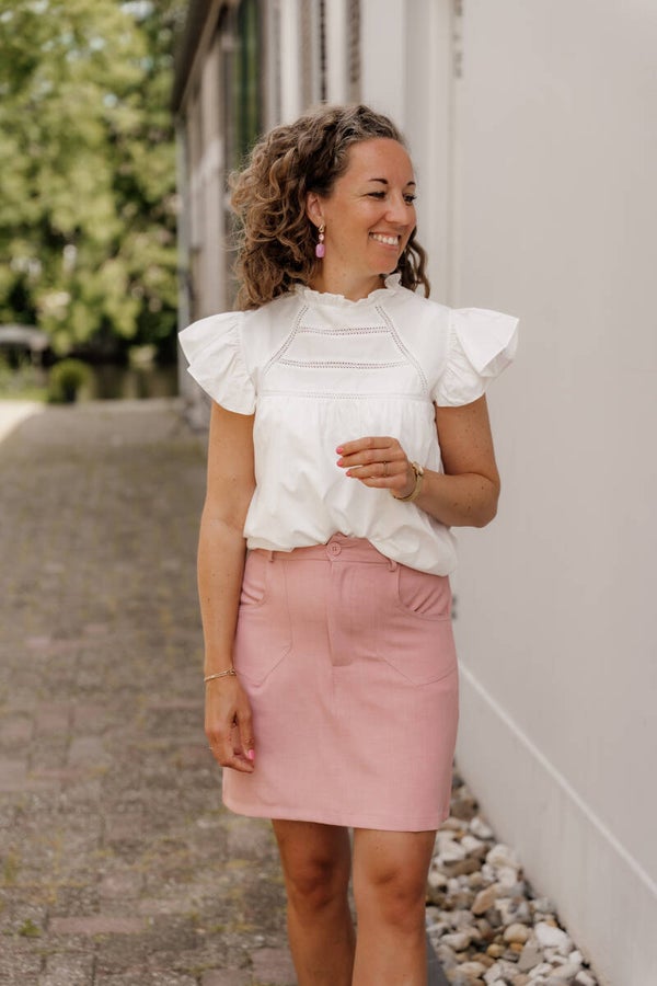 Azzurro blouse pofmouw off white