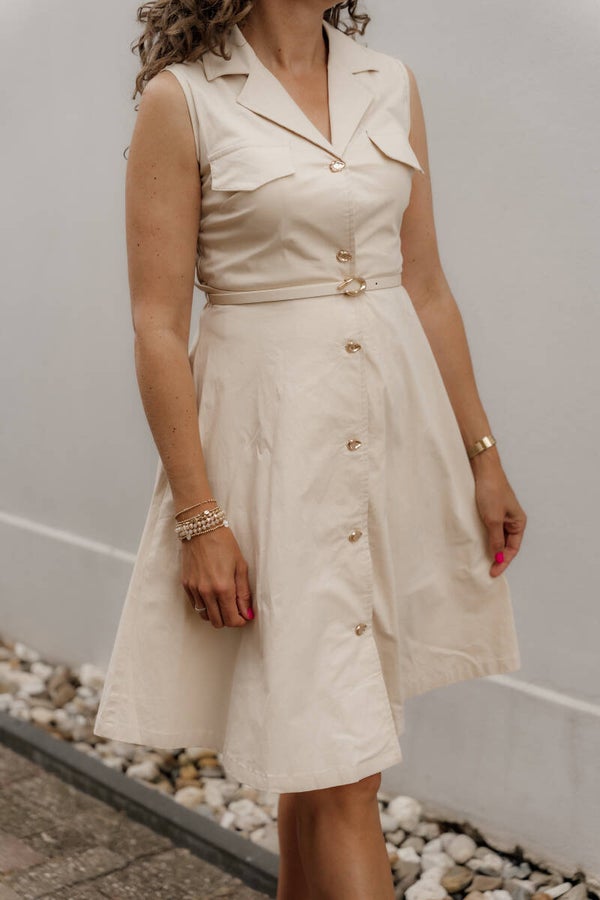 La Flor blazerjurk mouwloos - beige
