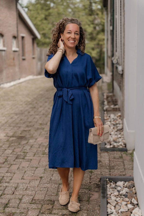 Azzurro viscose jurk donkerblauw