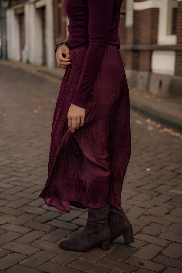 La Flor rok satijnlook burgundy