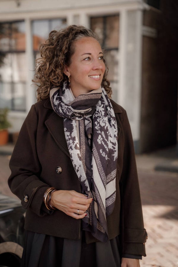 La Flor sjaal taupe-bruin
