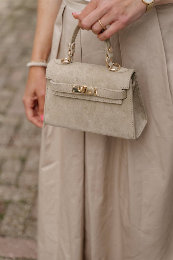 La Flor leren handtas Grace suede zand
