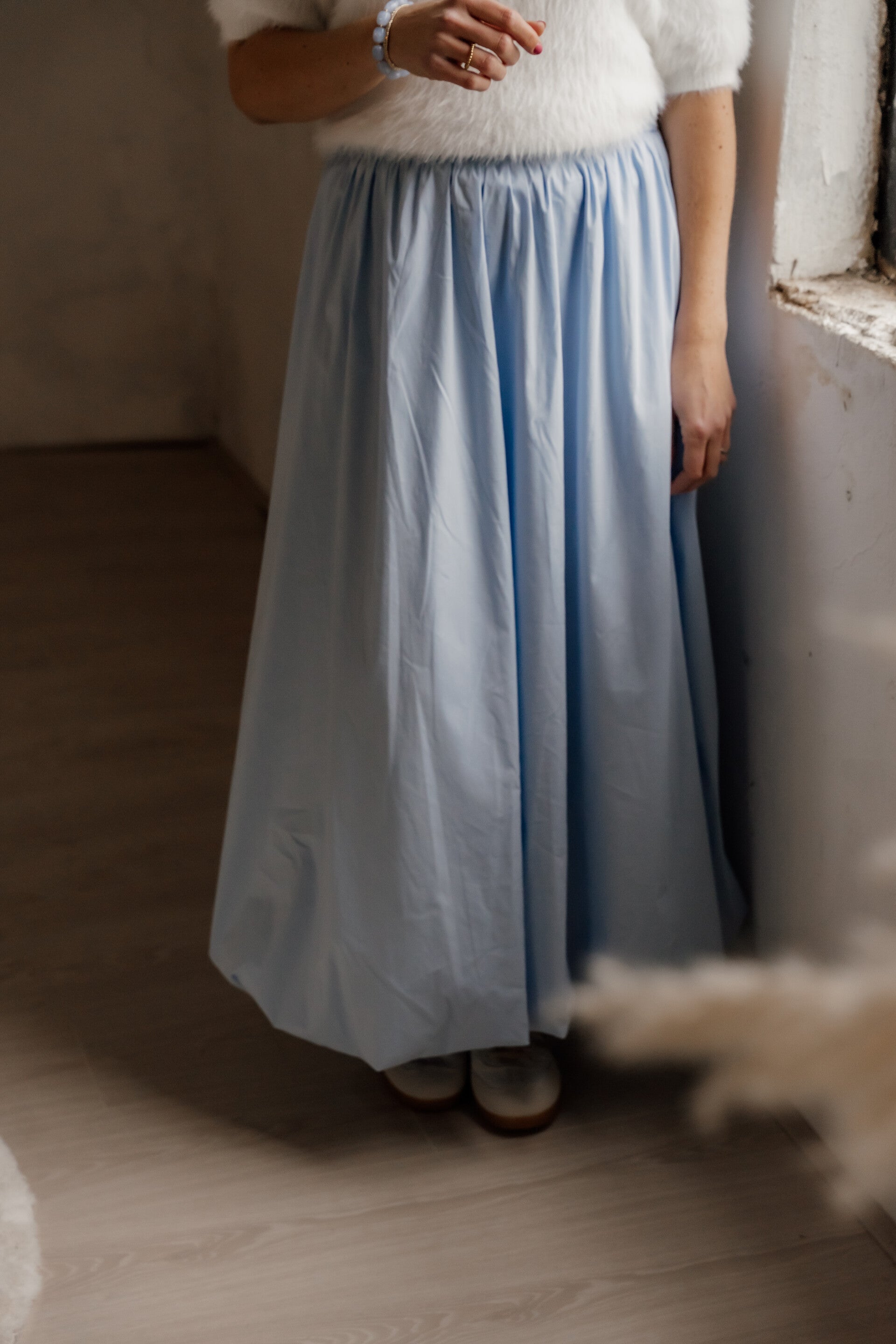 La Flor midi ballonrok lichtblauw