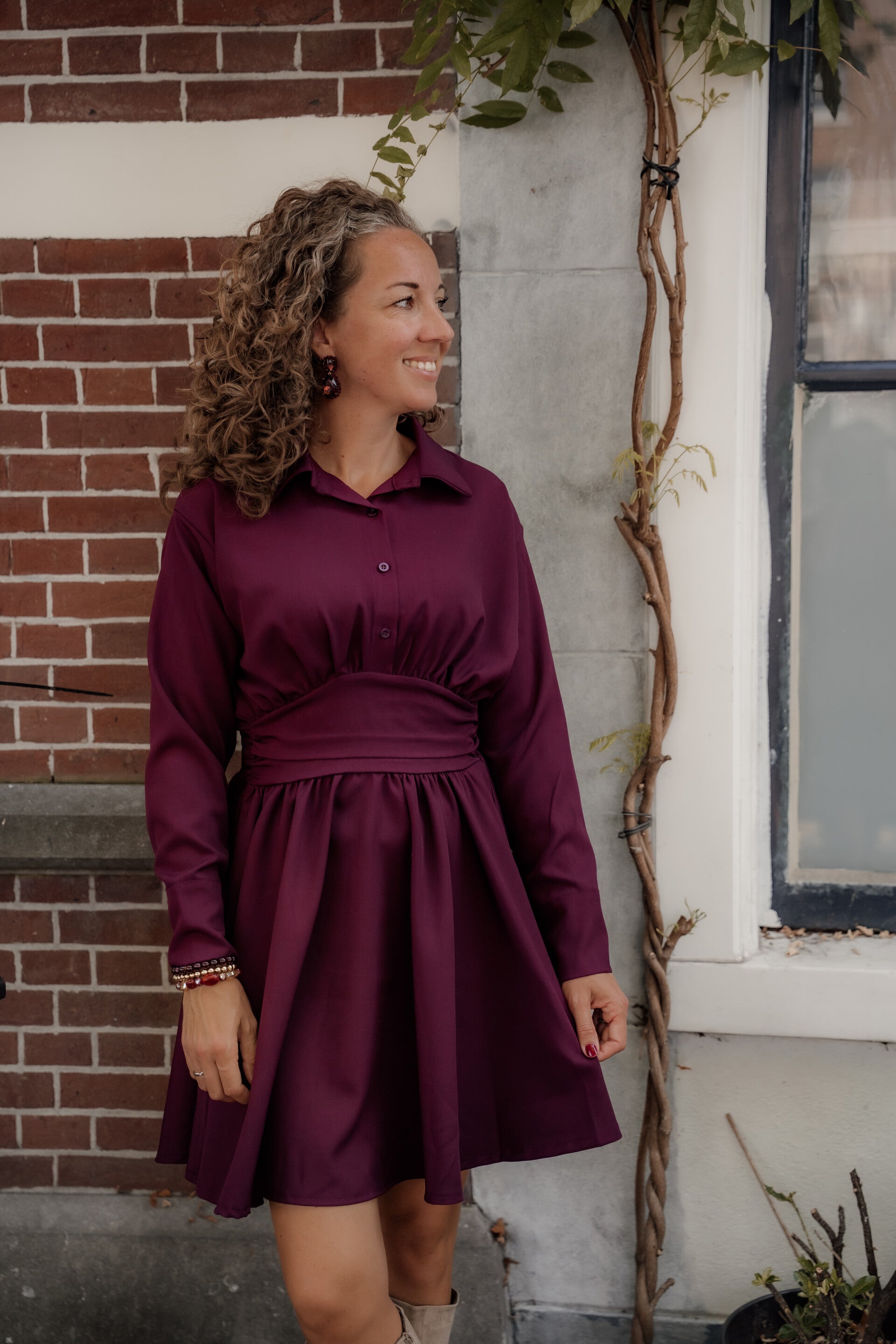 Azzurro jurk kraag - bordeaux
