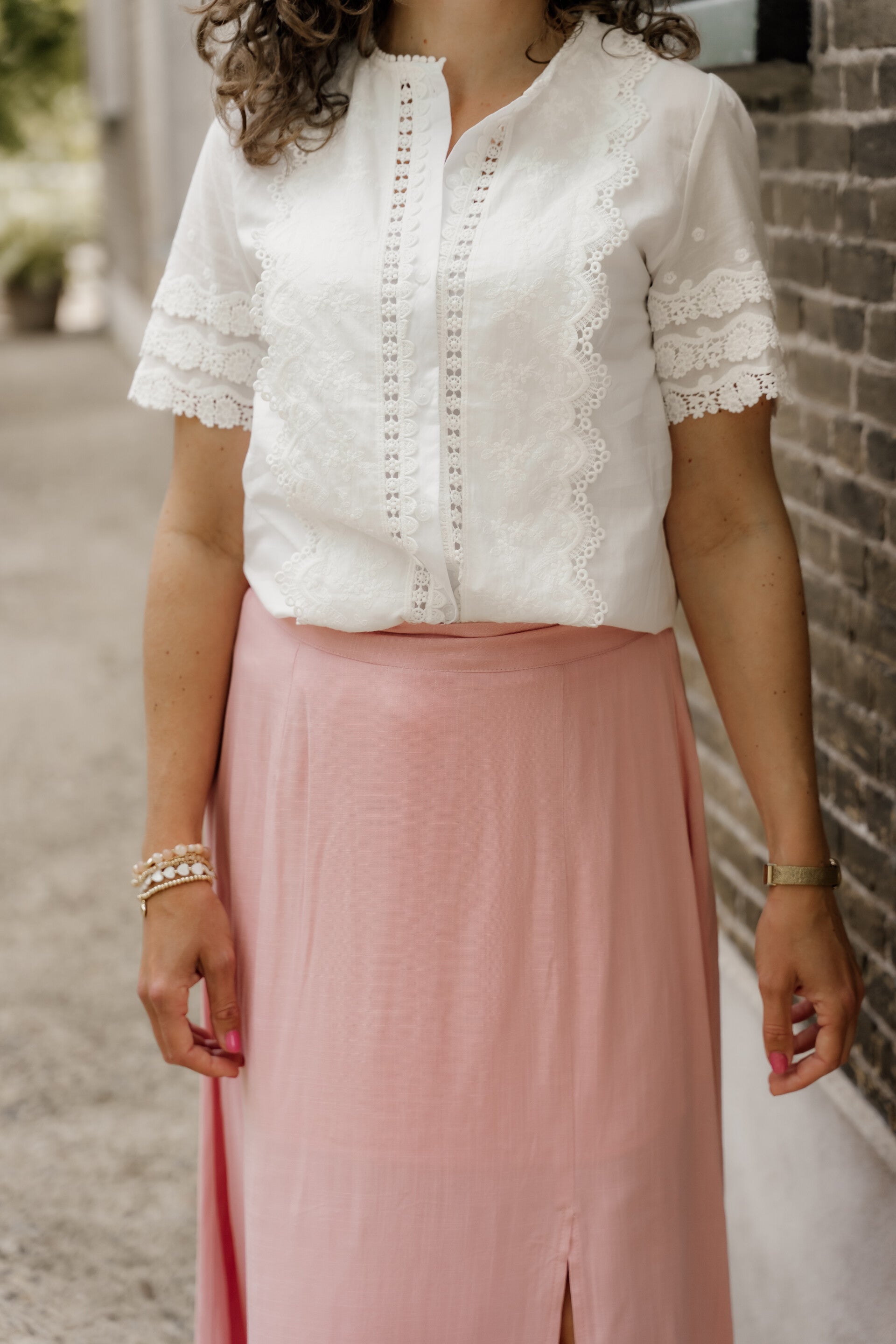 La Flor broderie blouse wit