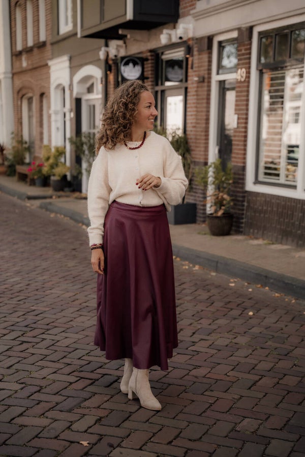 La Flor rok faux leer - bordeaux