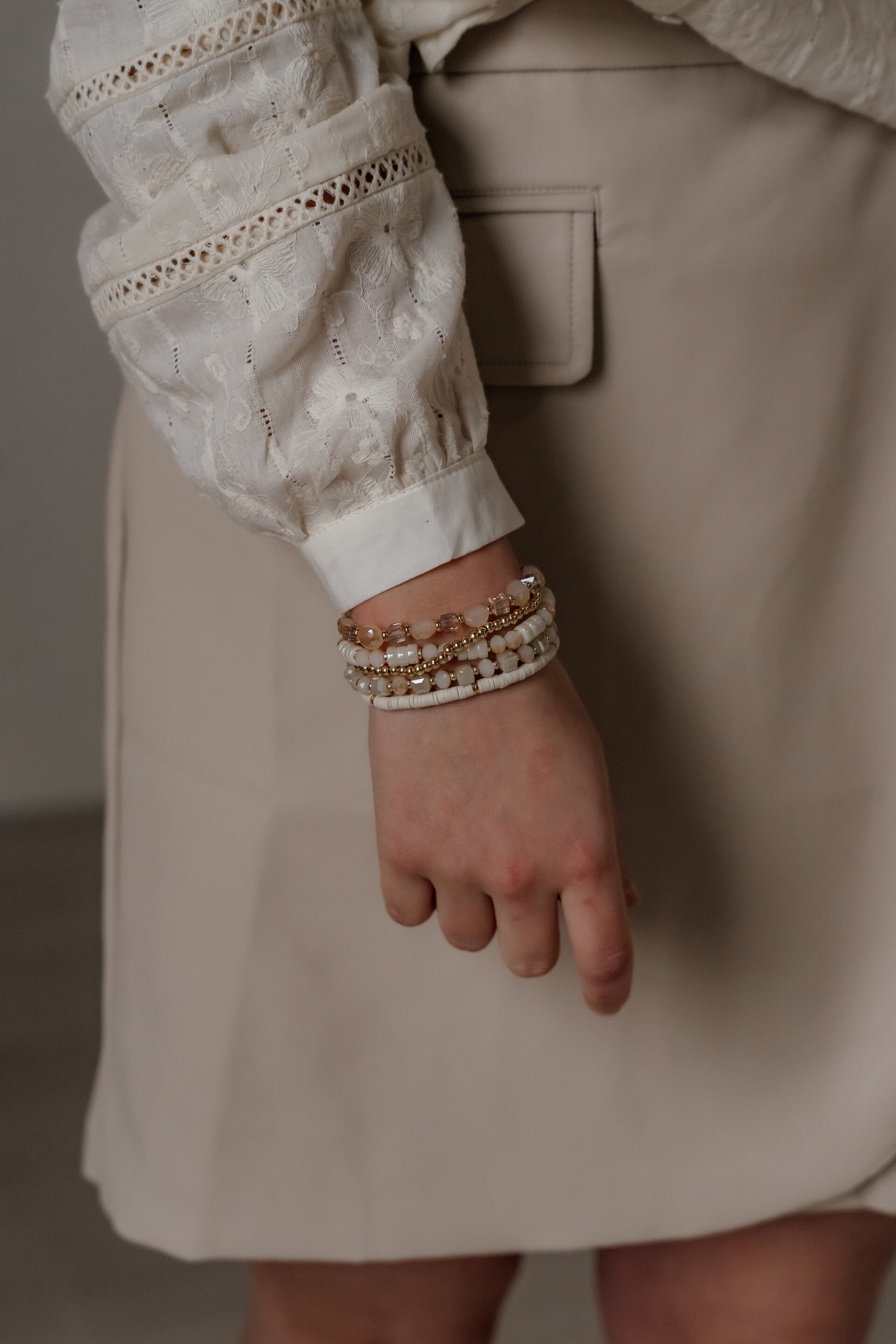 La Flor set armbanden - beige