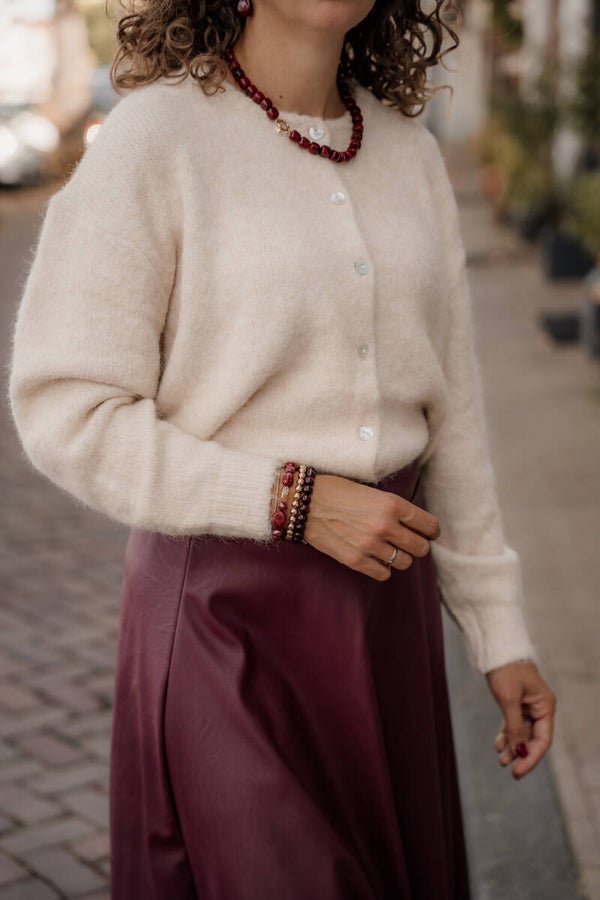 La Flor zacht vest knoopjes beige