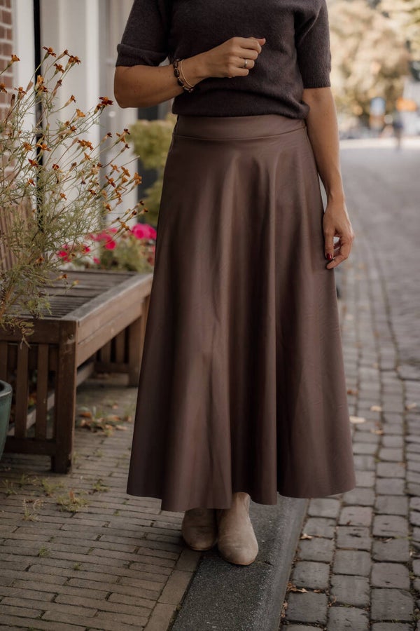 La Flor rok faux leer - donkerbruin