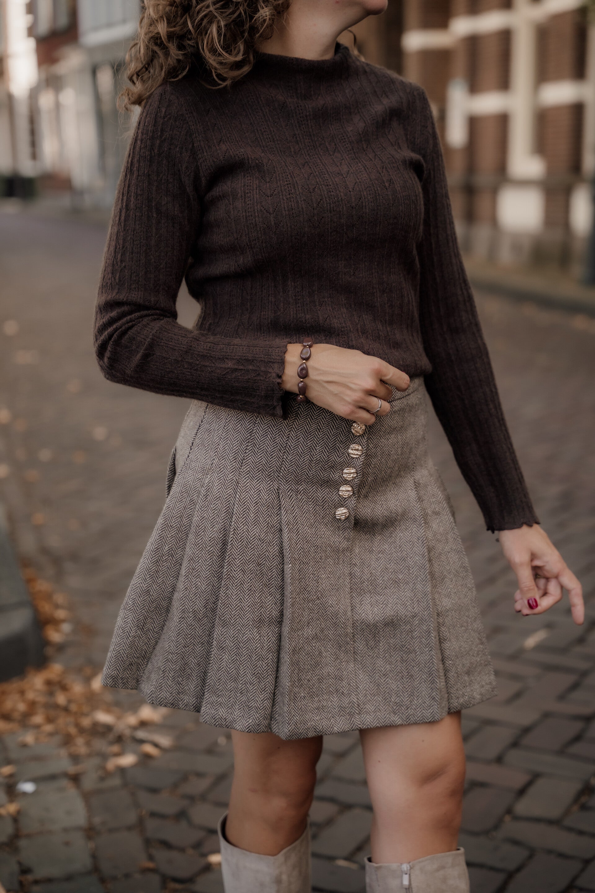 La Flor top ruffles choco