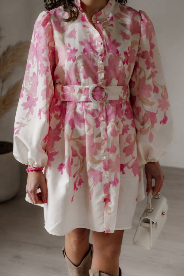 La Flor wedding jurk bloemen roze/fuchsia