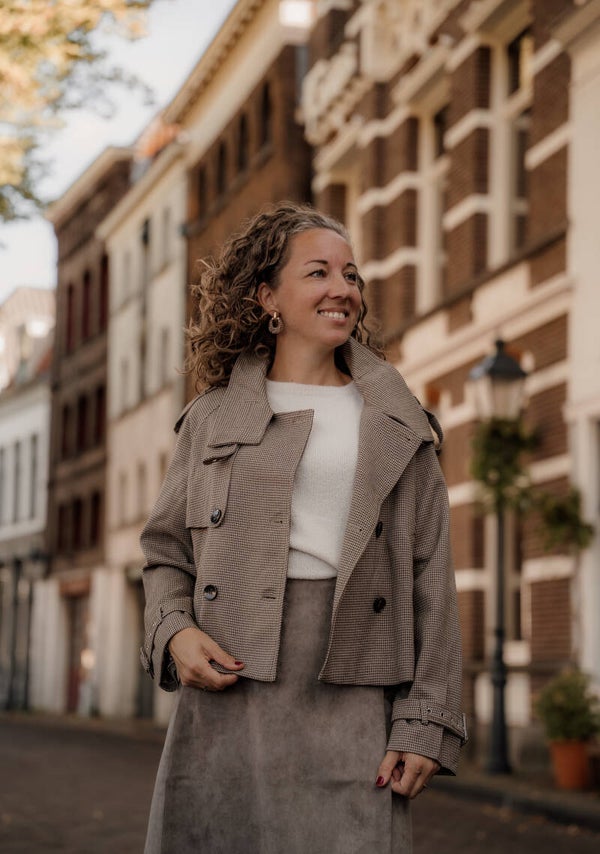 La Flor trenchcoat jasje ruit bruin