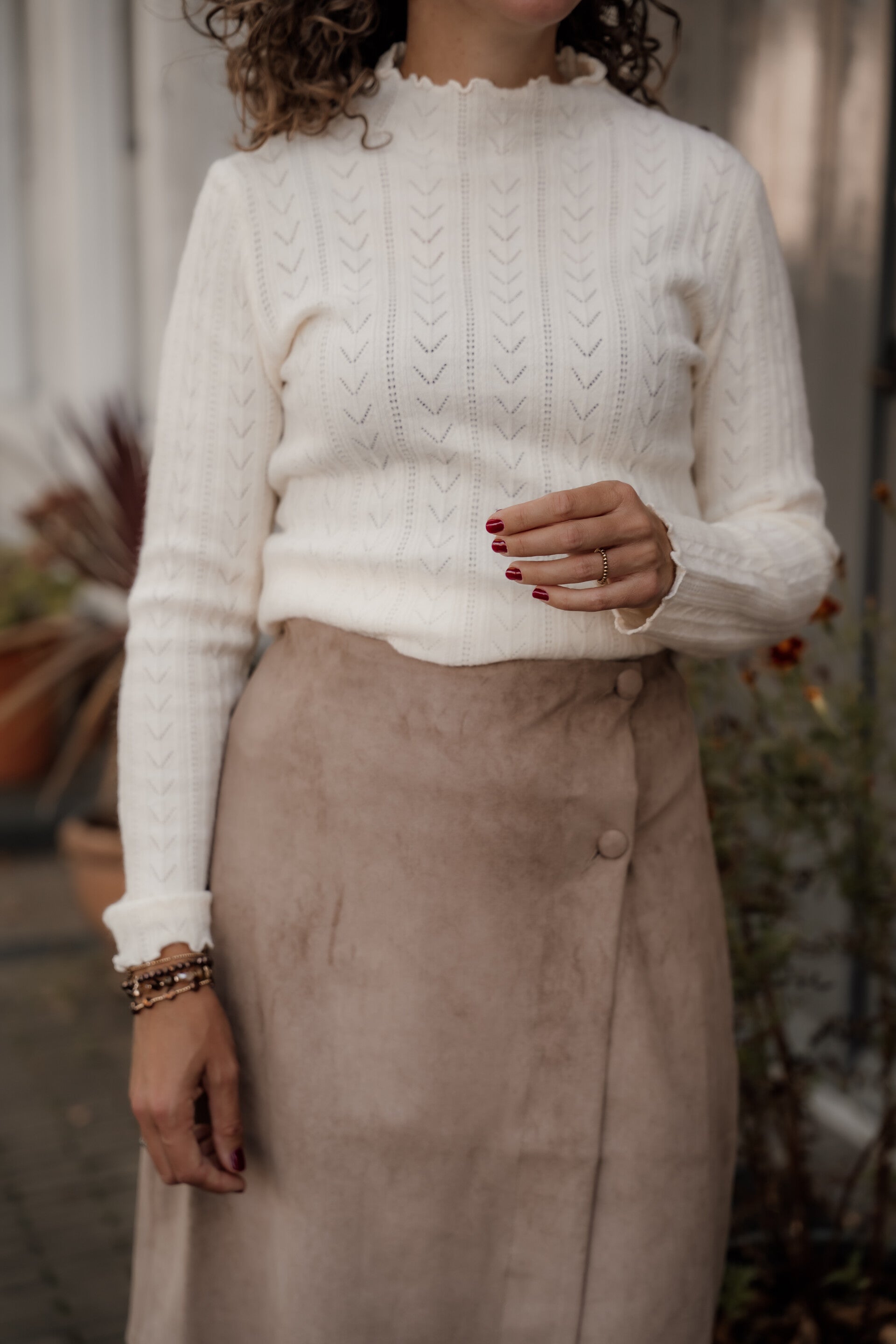 La Flor top ruffles creme