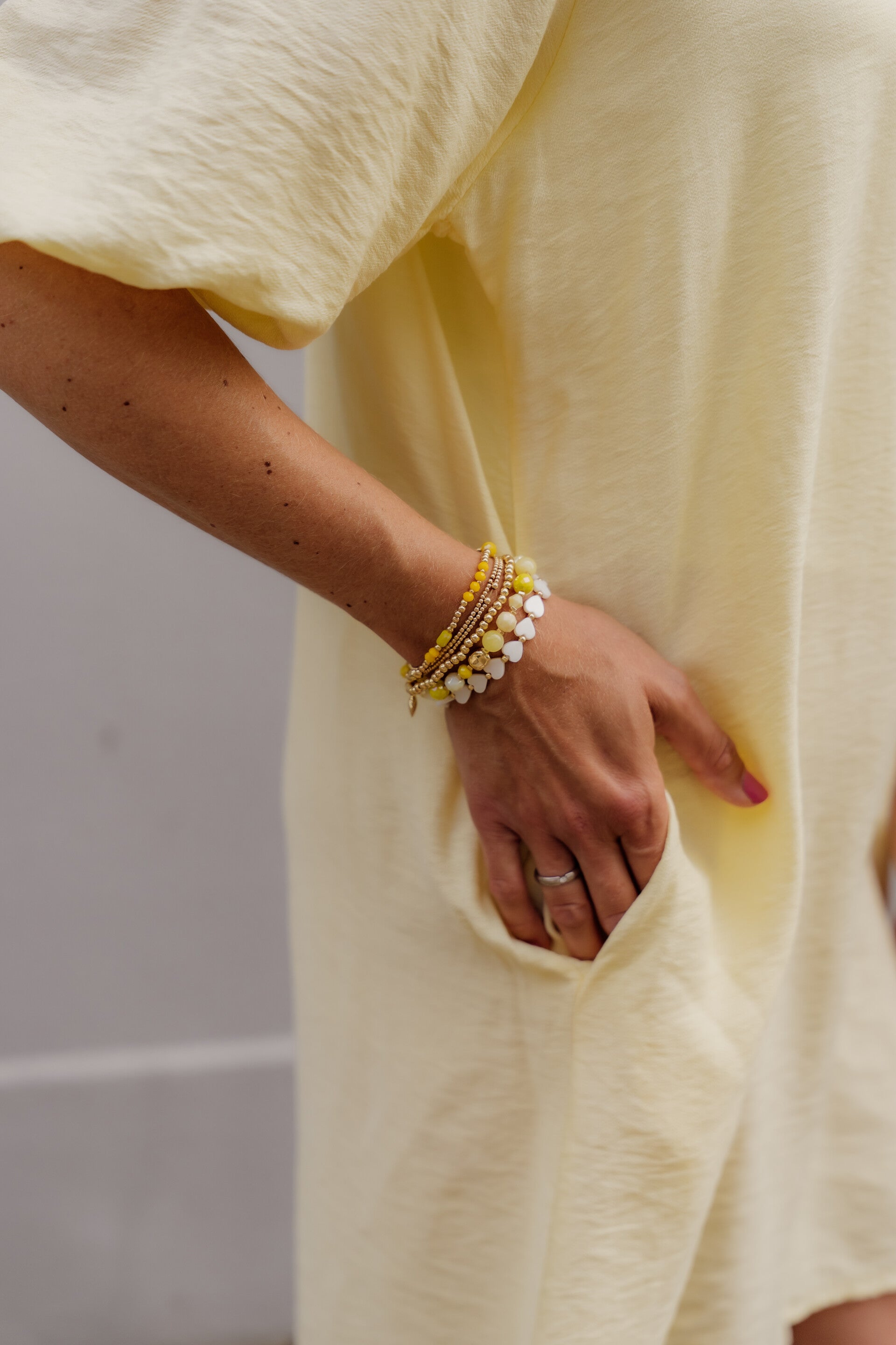 La Flor set armbanden lichtgeel