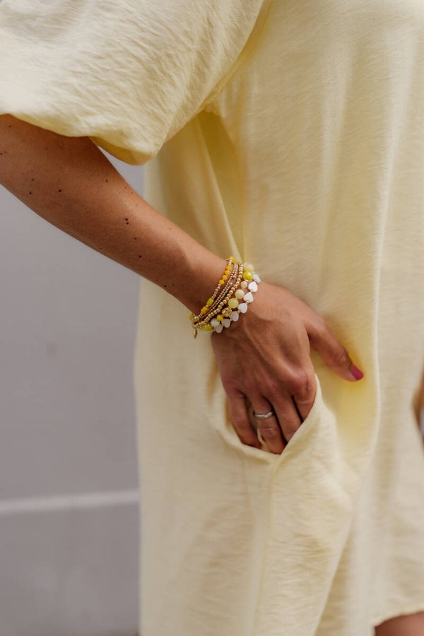 La Flor set armbanden lichtgeel