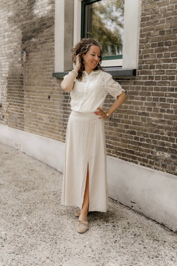 La Flor viscose midi rok - beige
