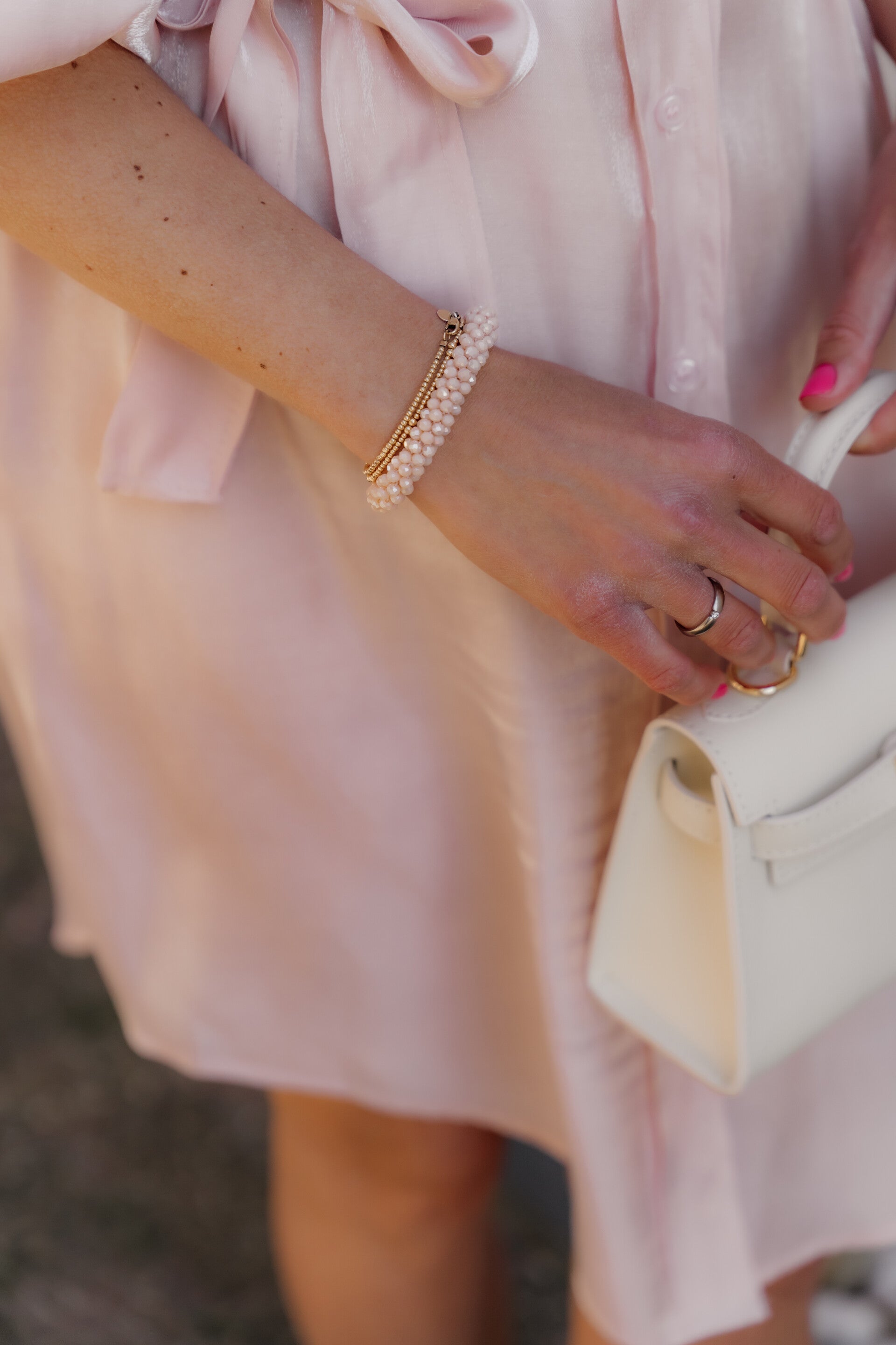 La Flor armband & elastiek - zacht roze
