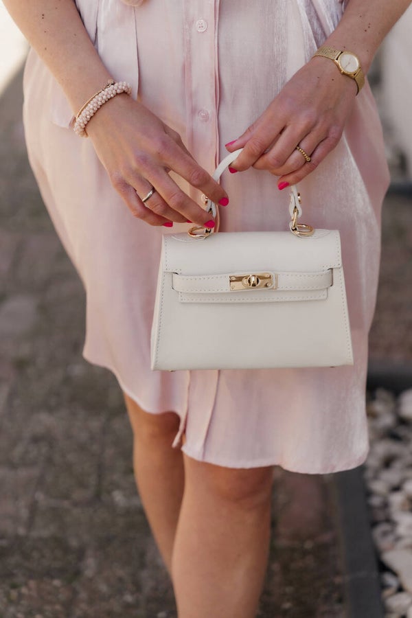 La Flor leren handtas Grace - beige
