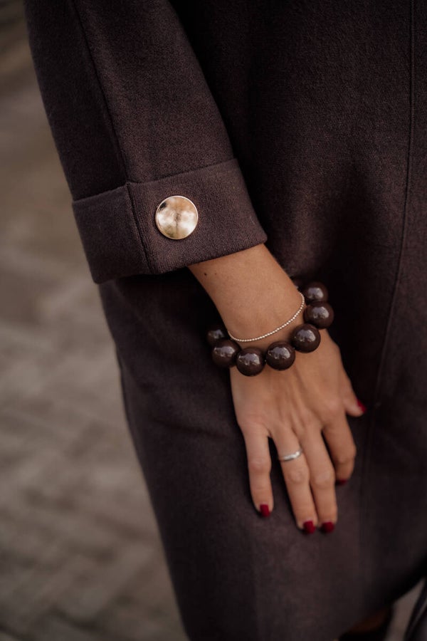 La Flor armband grote kralen bruin