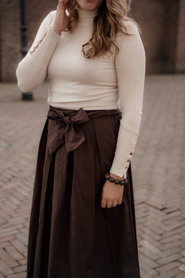 La Flor top gouden knoopjes - beige