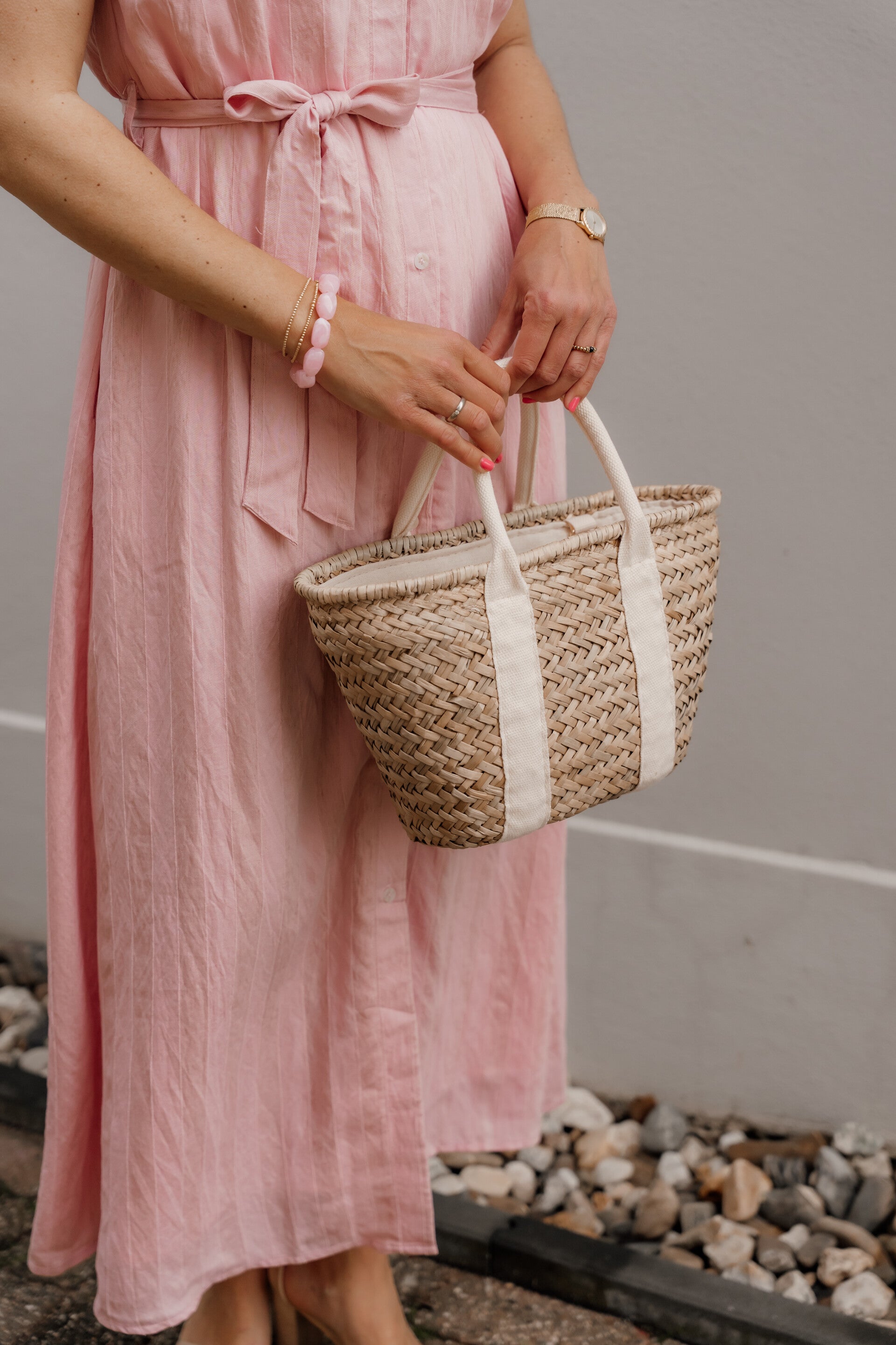 La Flor shopper Zafira raffia beige