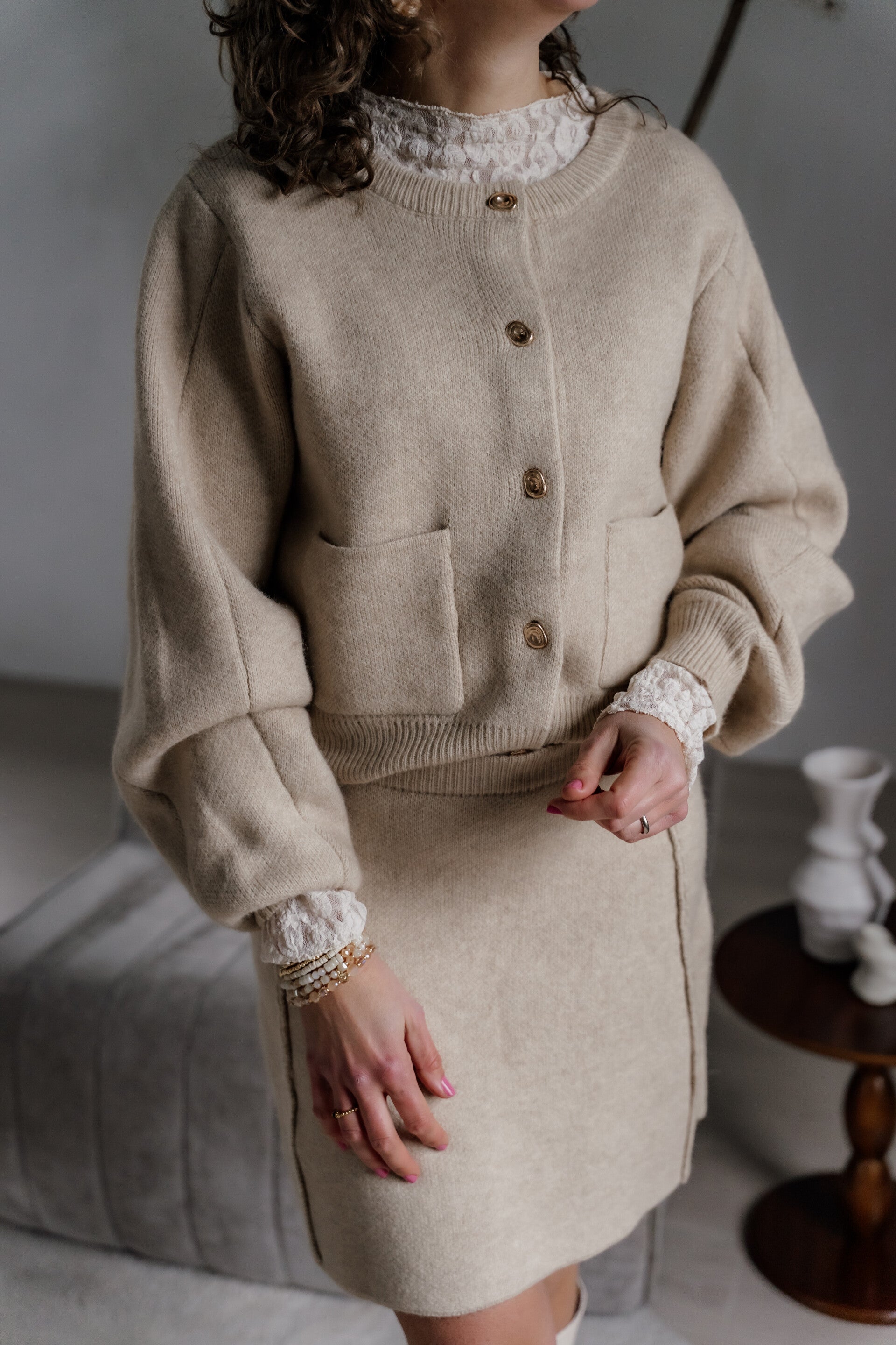 La Flor knit set beige