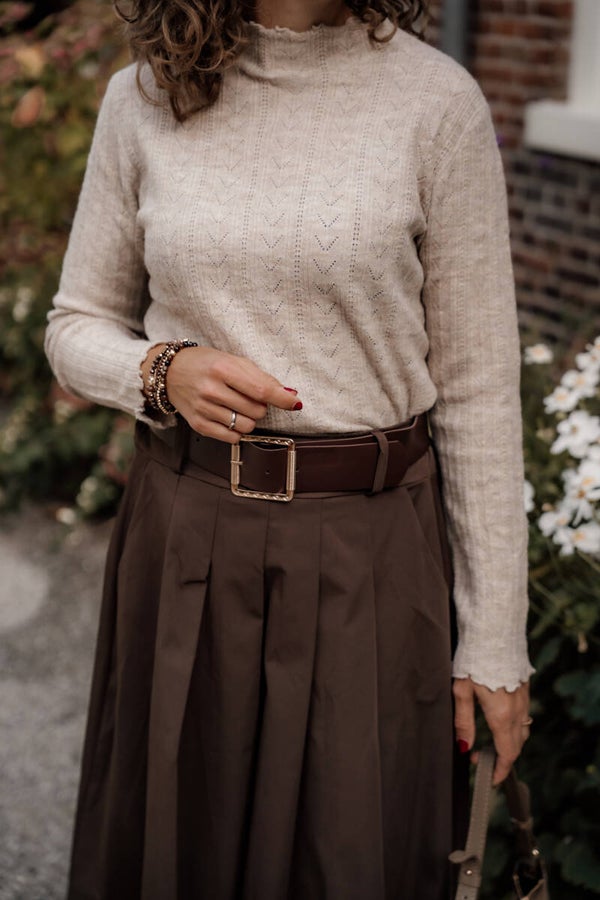 La Flor top ruffles taupe